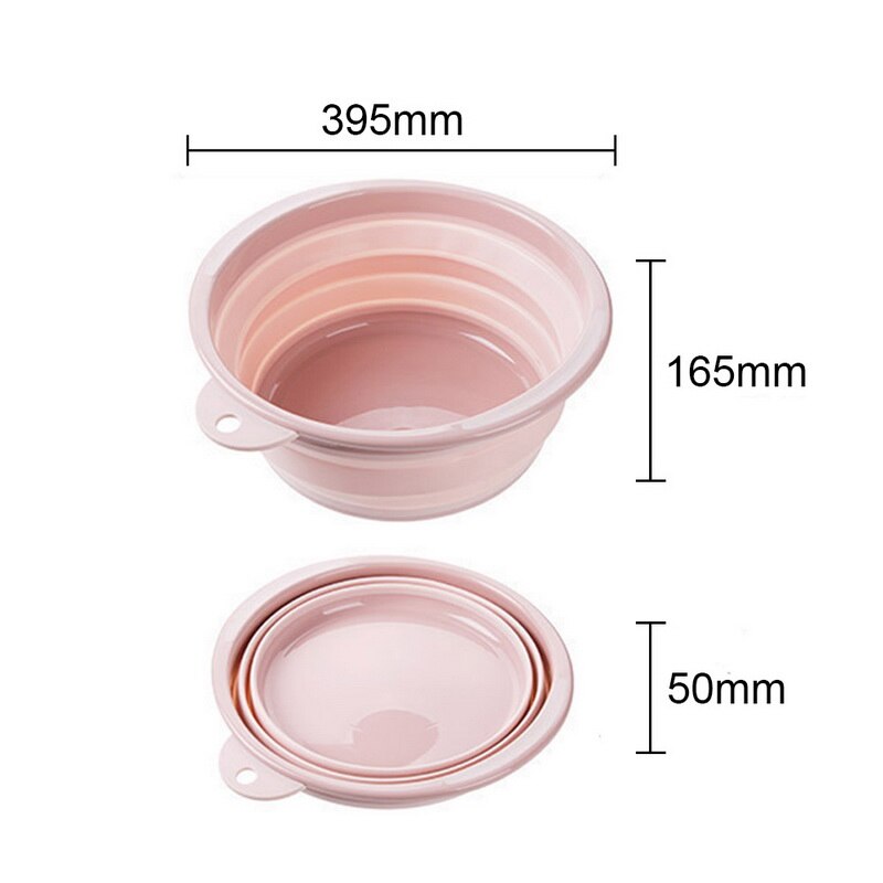T opvouwbare grote wasbak huishoudelijke plastic wasbak reis verdikte kleine wasbak plastic bak: L-roze