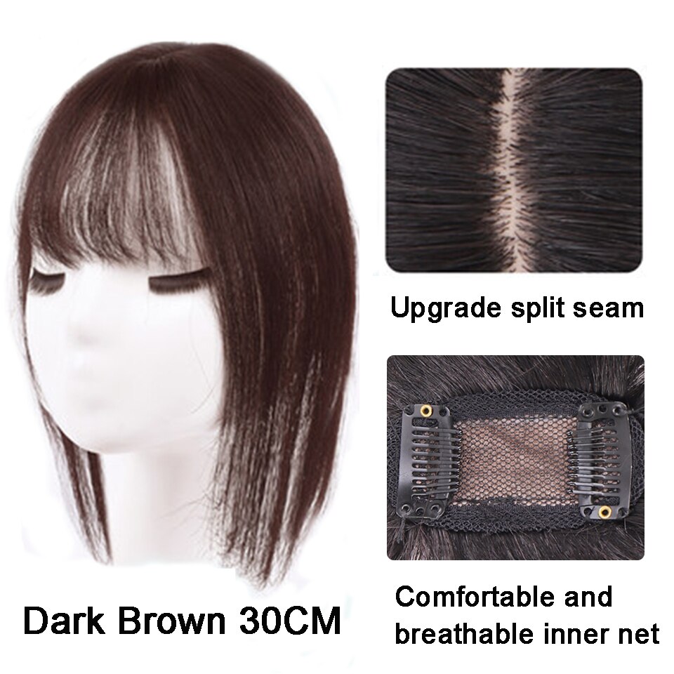 AOSI, flequillo de aire 3D, negro, marrón con cuernos, síntesis resistente al calor, Clip Invisible sin costuras en la extensión del cabello para mujeres y niñas: 1B/27HL