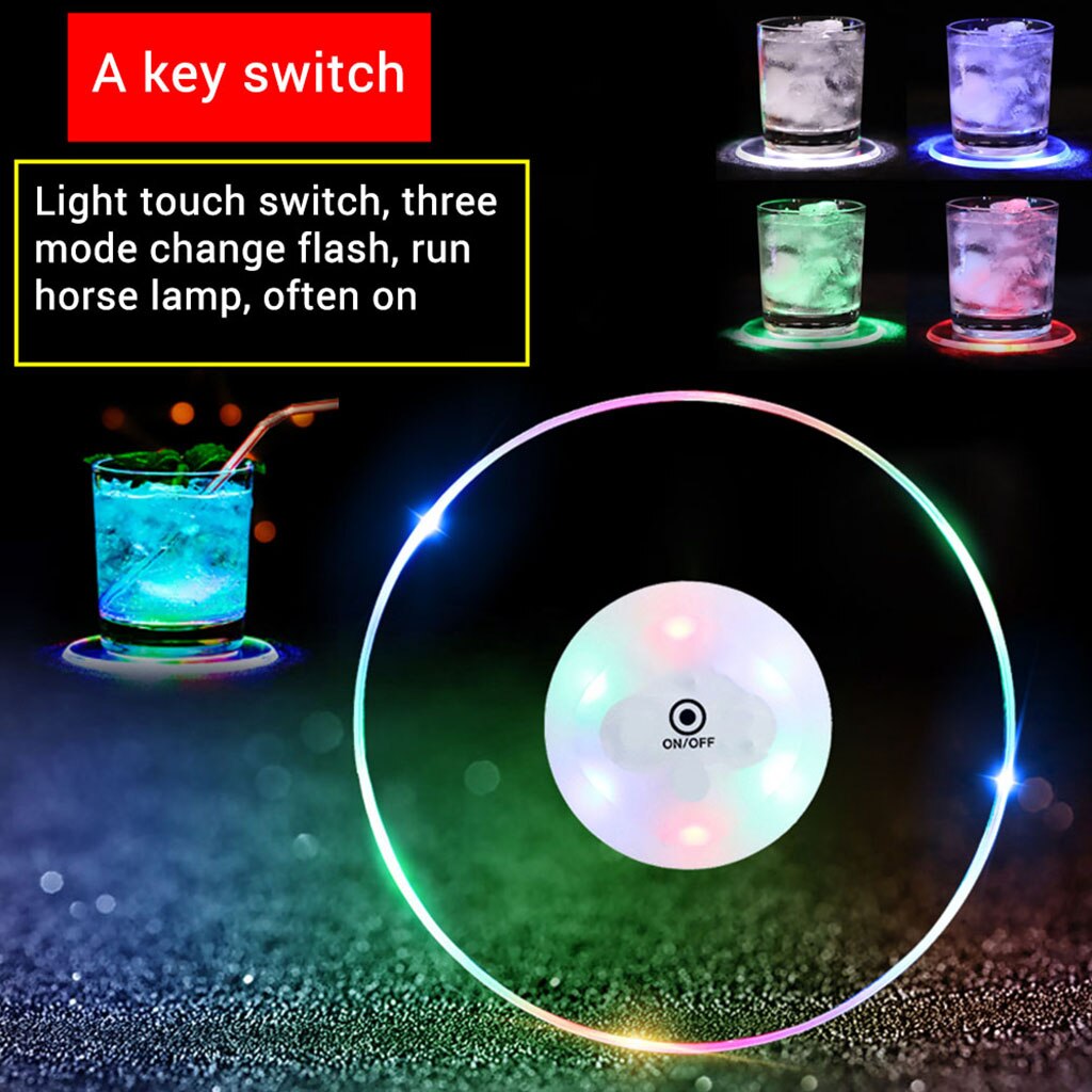 Posavasos LED acrílico ultrafino redondo, para Copa tapete, posavasos de cóctel, Flash, barra de iluminación, lámpara Base, individual, 1 ud.