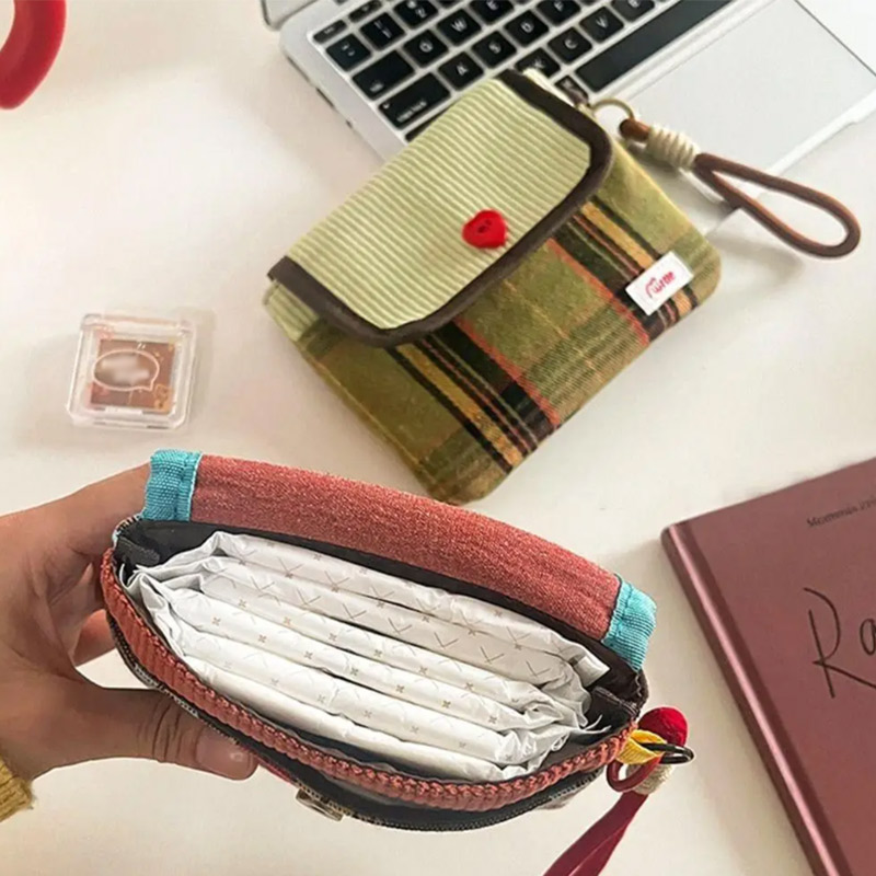 Bolsa de almacenamiento de gran capacidad, bolsa de cosméticos, bolsa de pañuelos portátil, bolsa de almacenamiento, organizador de Cables de datos de lápiz labial, bolsa de toallas sanitarias para niña