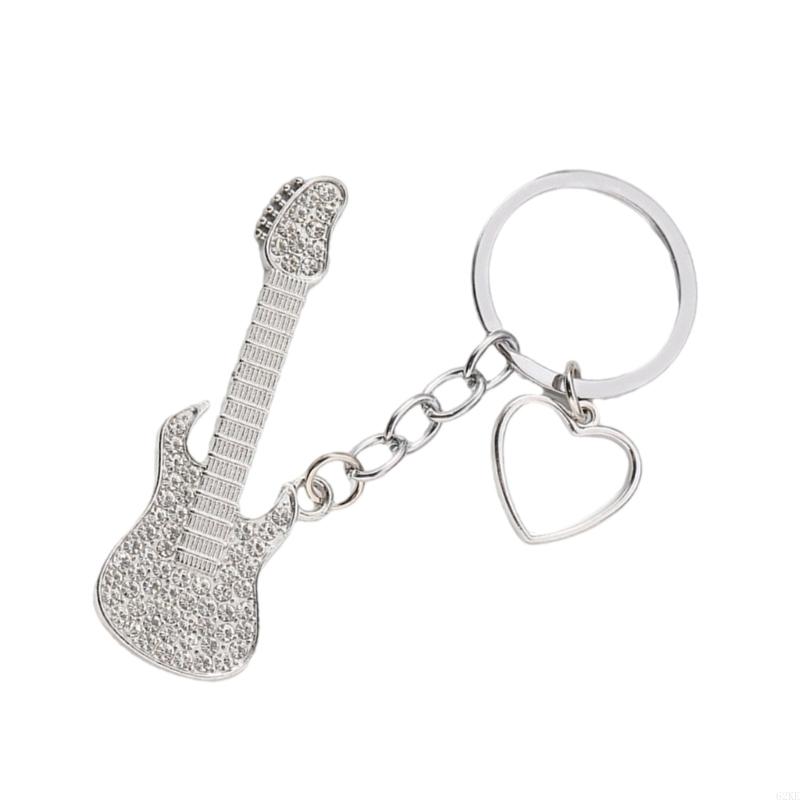 62ke Hingestones Keychain guitare Keychain Sophistiqué Metal Keyring Handmade Key Chain Pender pour les guitaristes les
