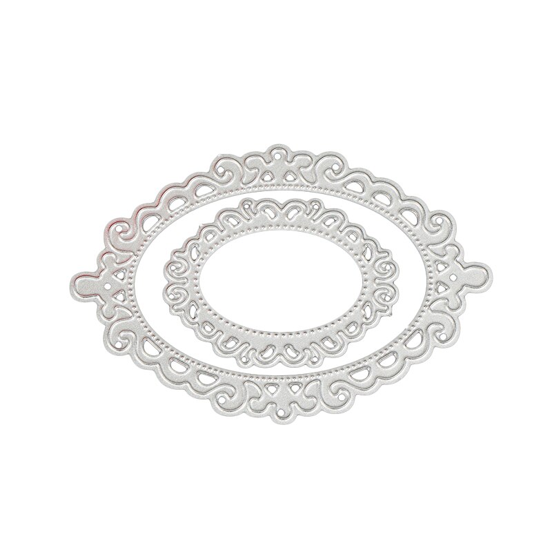 2pcs/Set Oval Frame Metal Cutting Dies Stencils for DIY Scrapbooking Wedding Photo Album Cards Decorative Embossing Craft Dies