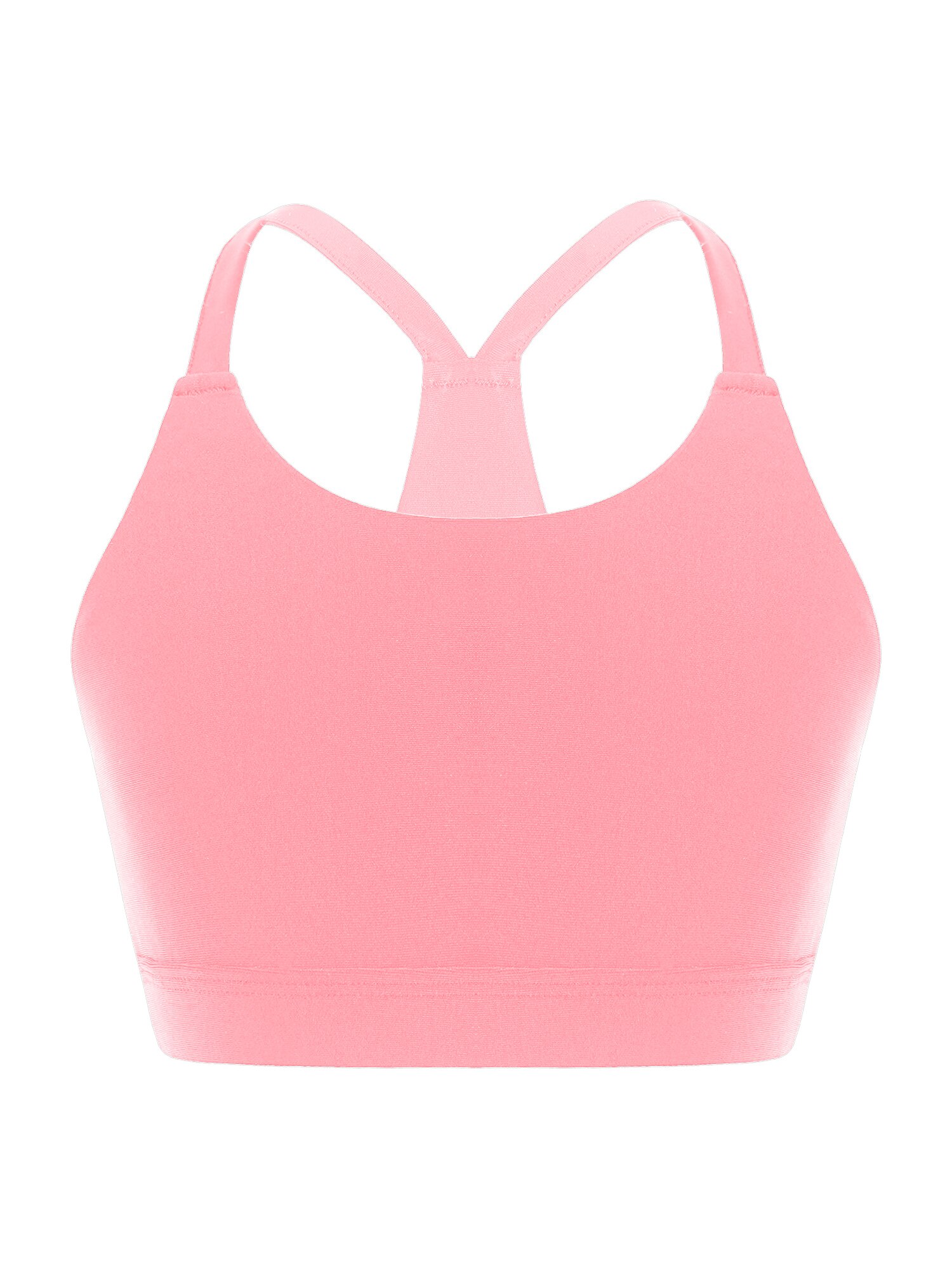 Kids Girls Cotton Round Neck Strappy Back Open Back Gym Yoga Workout Sport Crop Top Teen Dance Performance Vest Tops Costume: Pink / 14