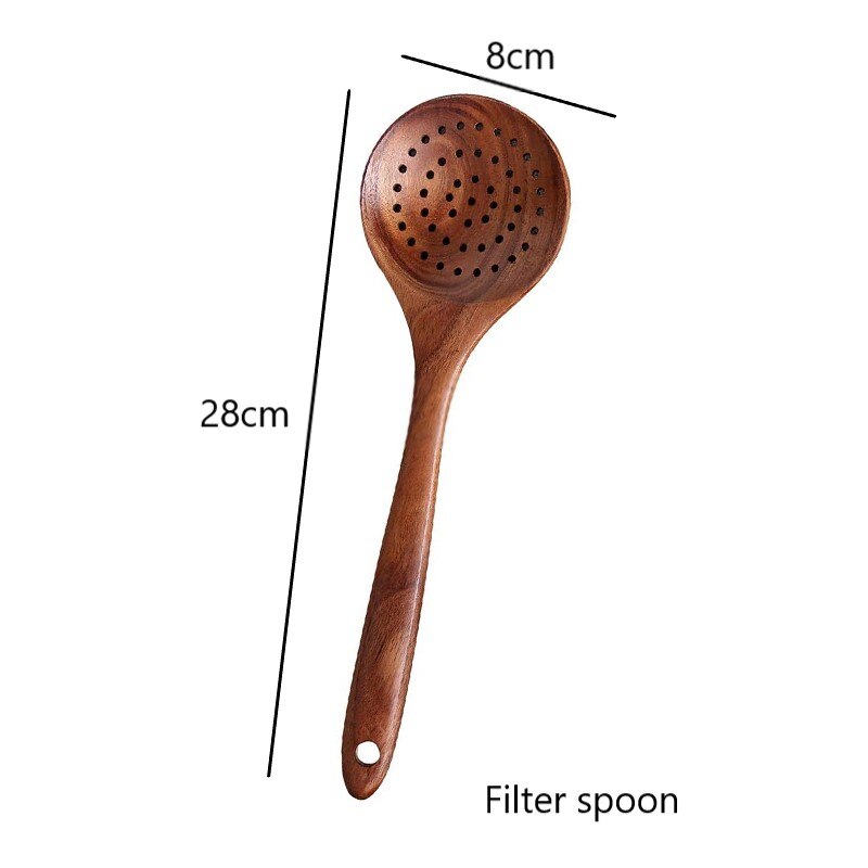 Natürliche Holz Küche Geschirr Kochen Utensil einstellen Nicht-Stock Pfanne Holz Spatel Löffel Für Küche Salat Gabel Küche Werkzeuge einstellen: 07