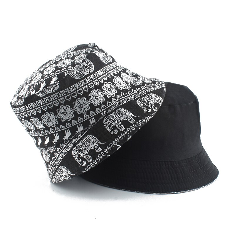 Vintage sort spand hat mænd reversibel fisker hat street hip hop fiskeri spand cap sommer sol hatte til kvinder