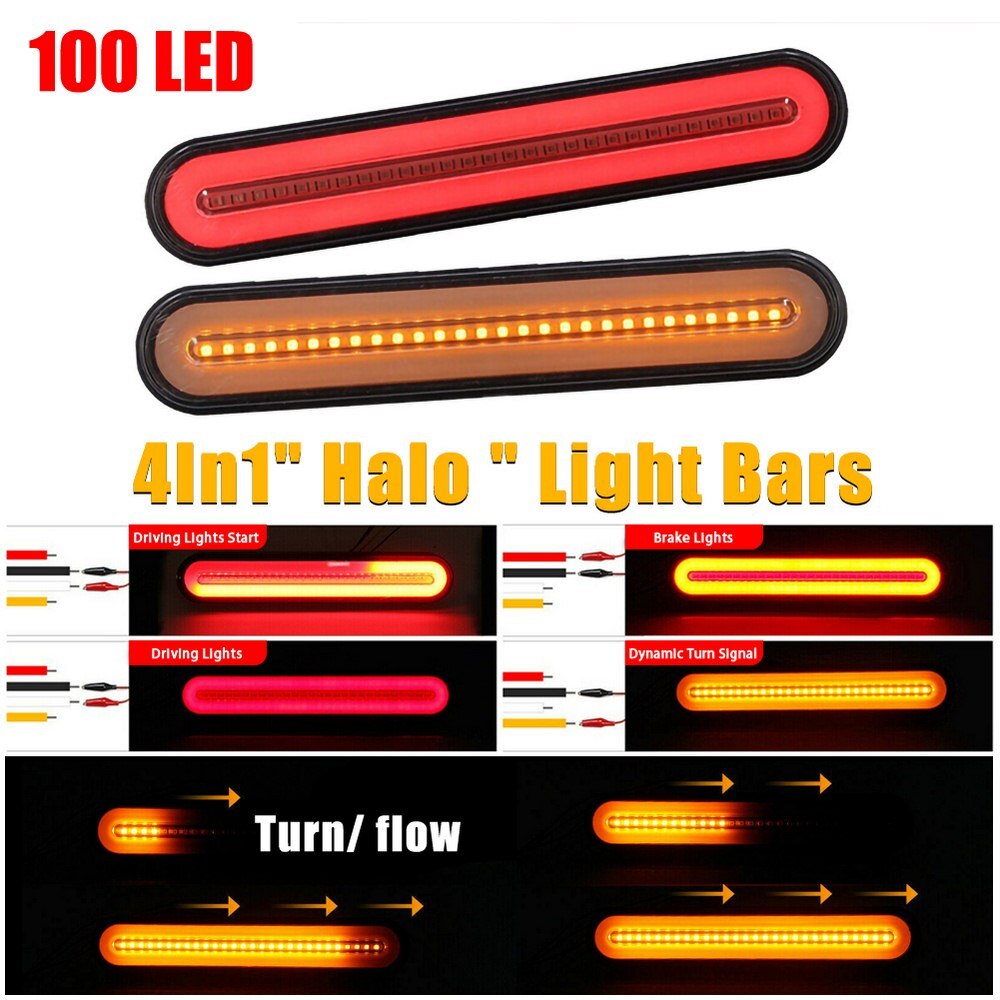 Intelligent upgrade LED car trailer light bar tail brake flow turn signal light four modes trailer light rear side light