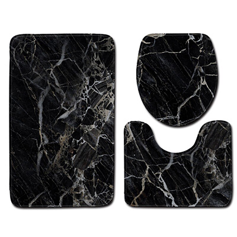 Colorful Bathroom Rugs 3pcs/Set Closestool Seat Mat Toilet Seat Mat Anti Slip Wc Mat Marble Effect Floor Mats Home Toilet Carpet: C007