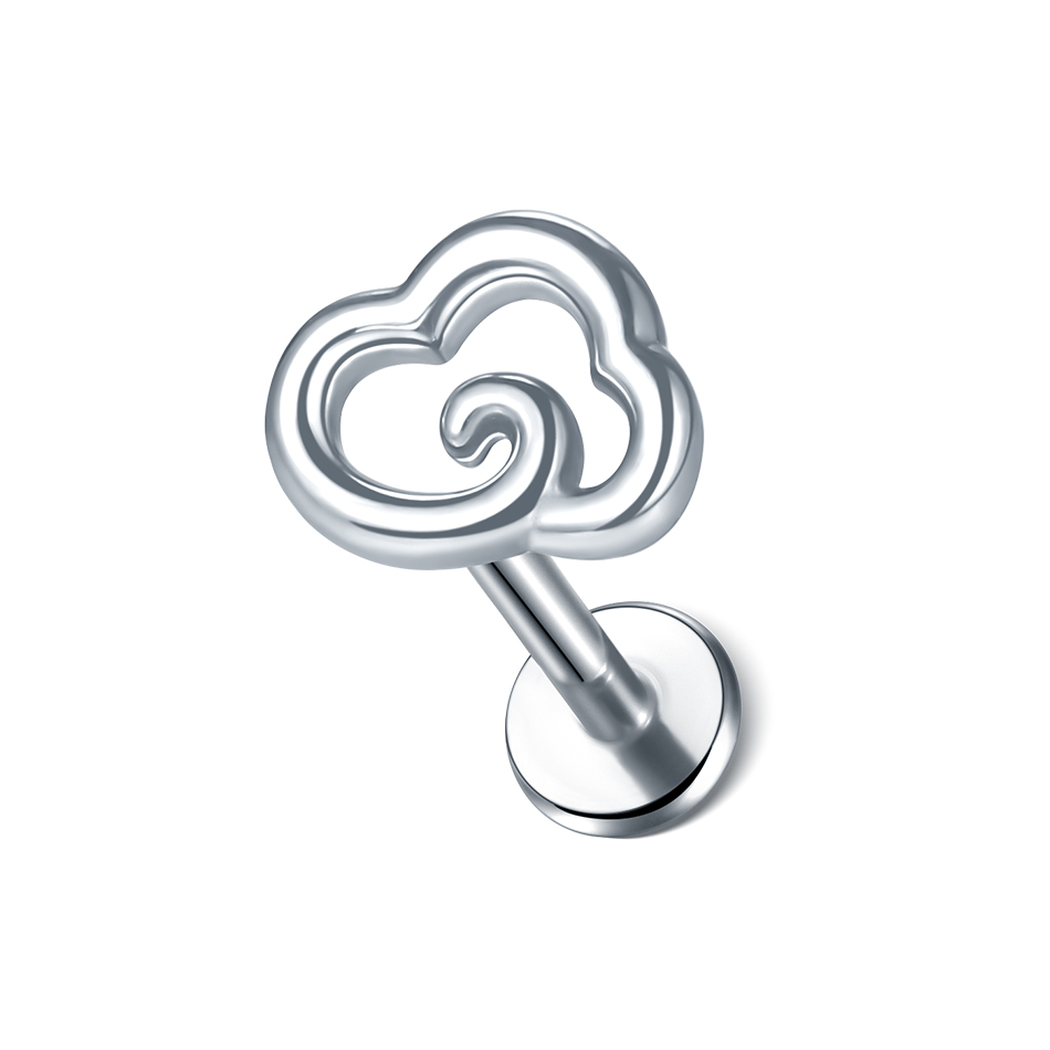 1 pieza de pluma de araña labio Monroe Studs Labret Piercing 16G CZ flor cartílago de la oreja Tragus Daith lóbulo Piercing pendiente para mujeres y hombres: Zinc negro plateado