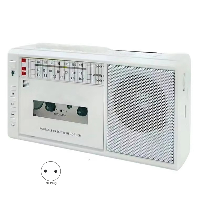 ABUO-Portable Retro USB AM/FM SW Multiband Radio Stereo Bluetooth Wireless Mp3 Audio Cassette Tape Player Recorder EU Plug