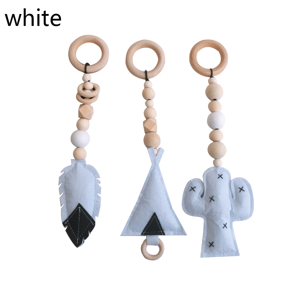 Jouet de gymnastique nordique pour bébés | Jouet avec anneau, cadre en bois, porte-vêtements, , décor pour chambre d'enfants A10: A-White Toys