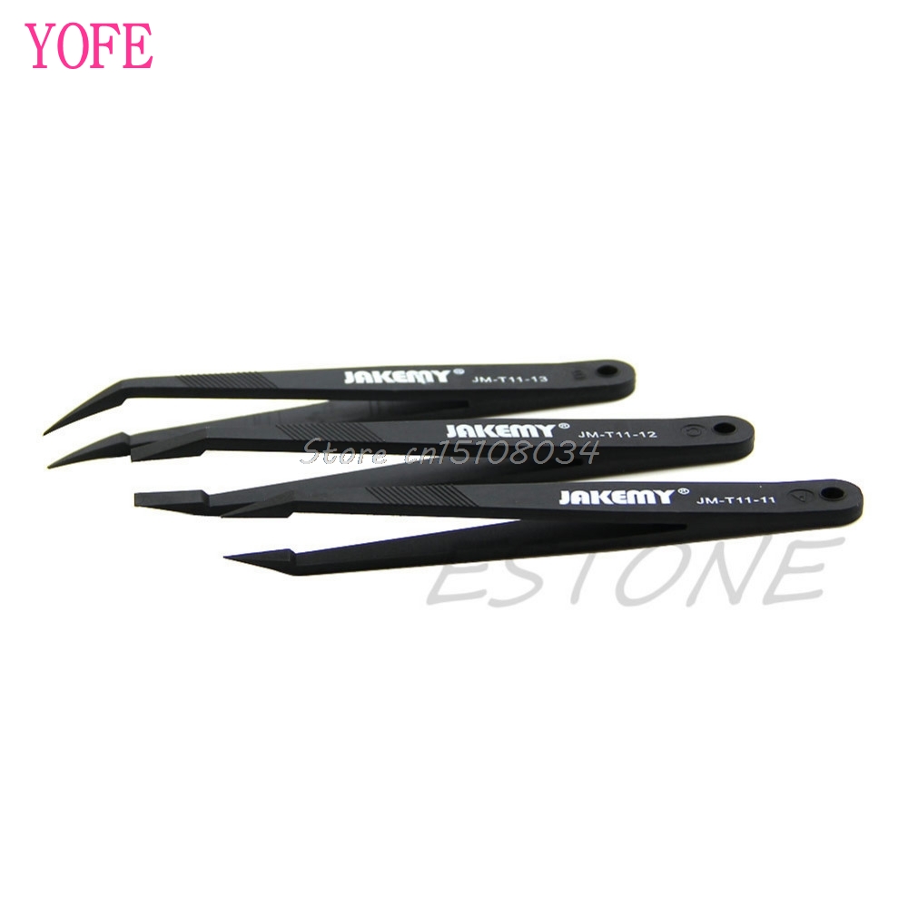 3Pcs Coated Precision Tweezers Set Non Magnetic Popular S08