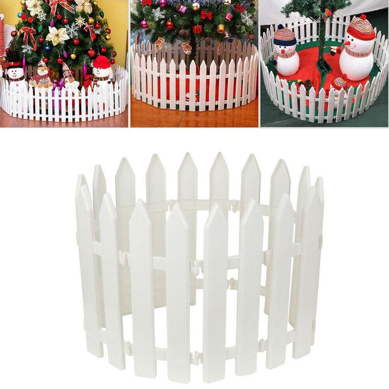 10pcs Christmas Decoration Plastic White Fence Courtyard Indoor Detachable Fence Festive Scene Decoration Christmas Tree Fence