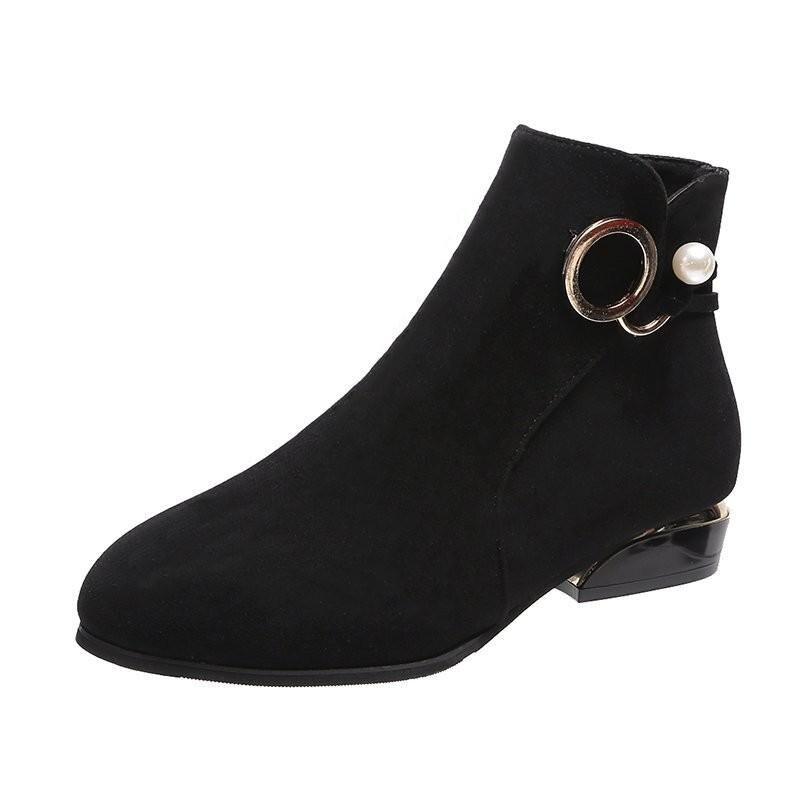 Feestelijke dikke blokhak schoenen met rits enkellaarsjes dames winter student casual grote maat enkellaarsjes kort pluche: 38