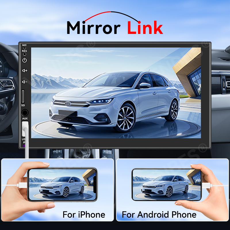 VENBES 7 "Radio Universal para coche CarPlay Android Auto 1 DIN reproductor Multimedia pantalla táctil Mirrorlink BT Audio automático