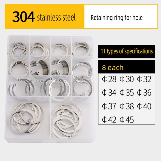 C-type circlip elastic snap ring shaft fixed combination E clamp washer external combination kit: Green