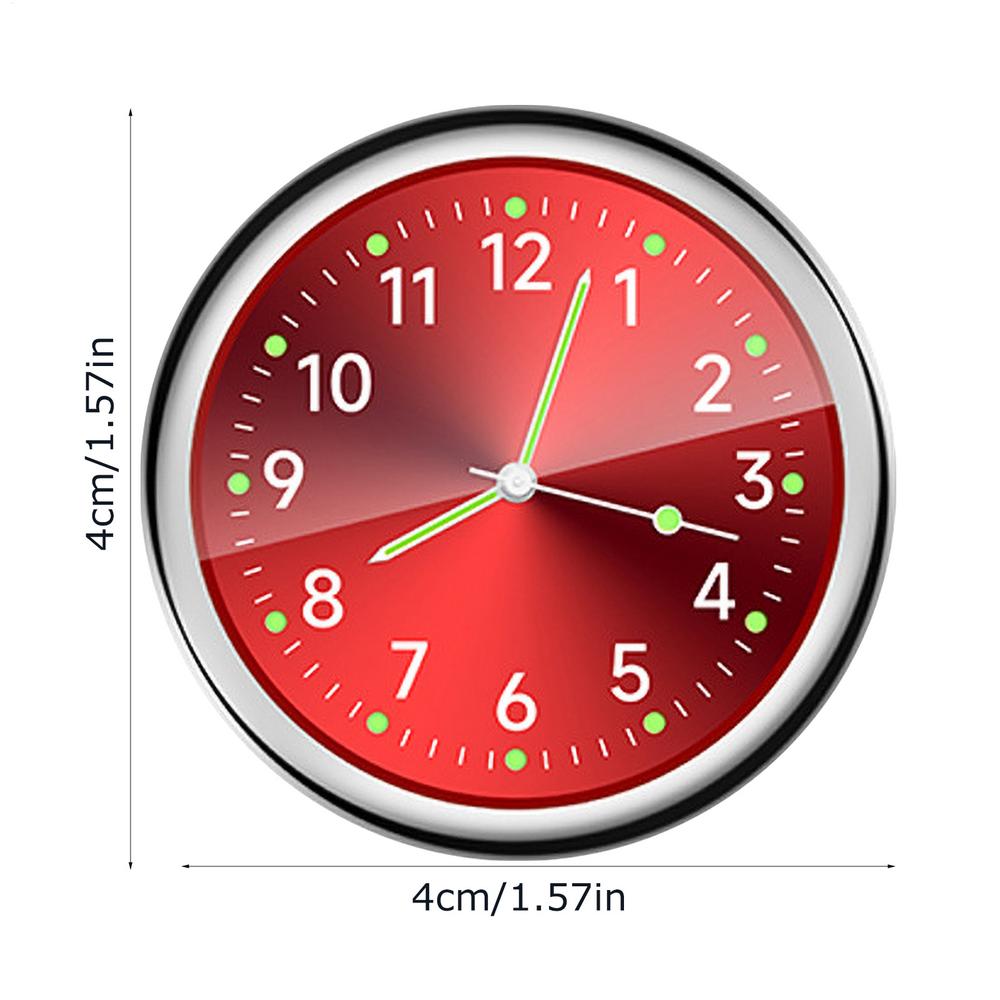Autoklok Lichtgevende kleine analoge klok Stick-On Mini digitaal horloge Mechanica Quartz Klokken Auto Ornament Auto Auto-accessoires: Rood