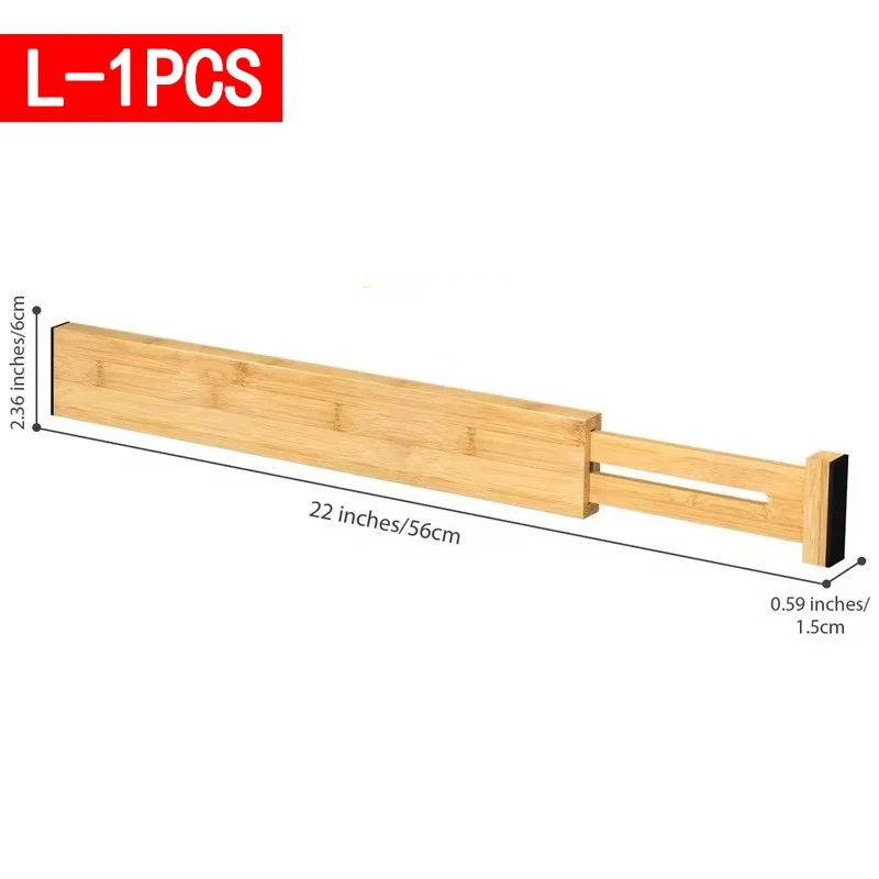 1/2/4Pcs Bamboo Drawer Dividers Organizers Adjustable Expandable Loaded Drawer Separators for Kitchen Bedroom Dresser Organizer: Brown