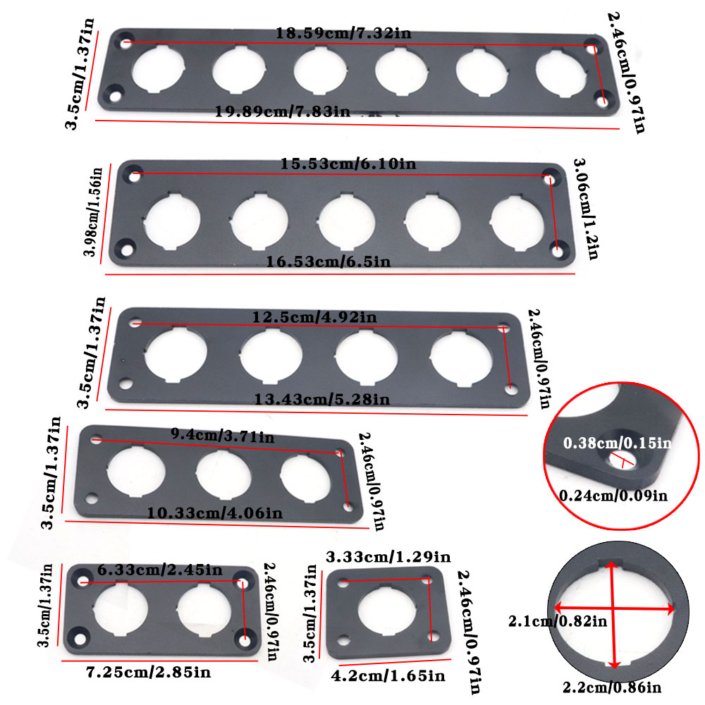 Aluminum Alloy Rocker Switch Panel 1/2/3/4/5/6 Way Gang Car Boat Button Toggle Switch Panel Housing Holder for ATV Truck Camper