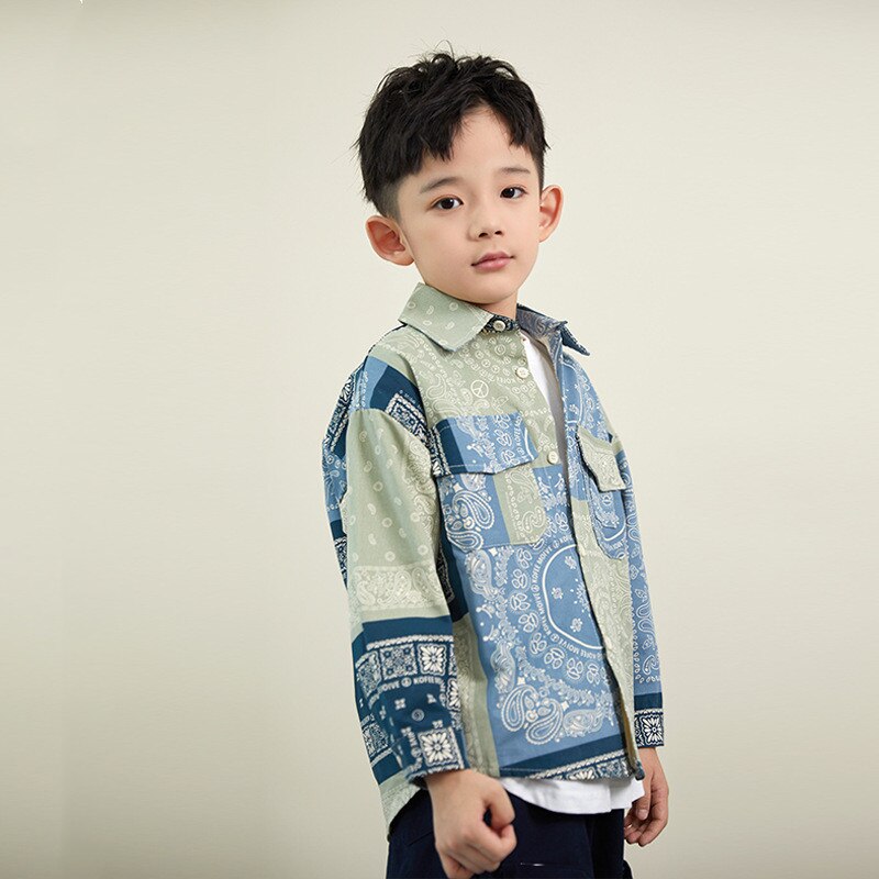 Camisas manga larga para escolares de niños, ropa de algodón con cuello vuelto, Tops estampados para niños de 5, 7, 9, 11, 13, 14 años