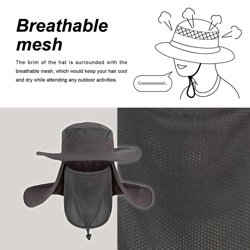 Rybak kapelusz zakrywający uszy czapka mężczyźni kobiety wiatroszczelna odpinana osłona na szyję rybacy solidna czapka przeciwsłoneczna akcesoria outdoorowa z daszkiem