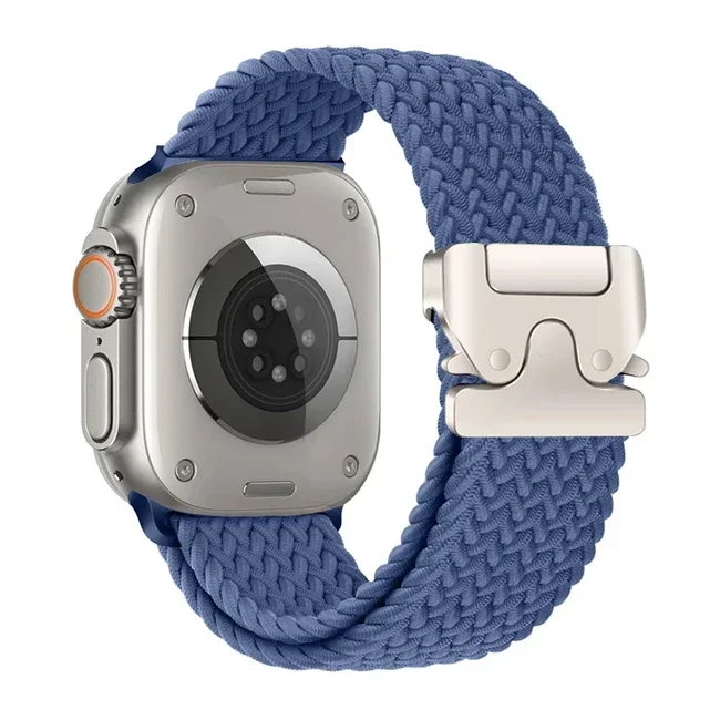 Correa trenzada Solo Loop para Apple watch Band 46mm 44mm 45mm 42mm 40mm 41mm Ultra 2 49mm Correa iwatch Series 10 9 8 7 6 SE 5 4: Azul oscuro negro / 14 mm