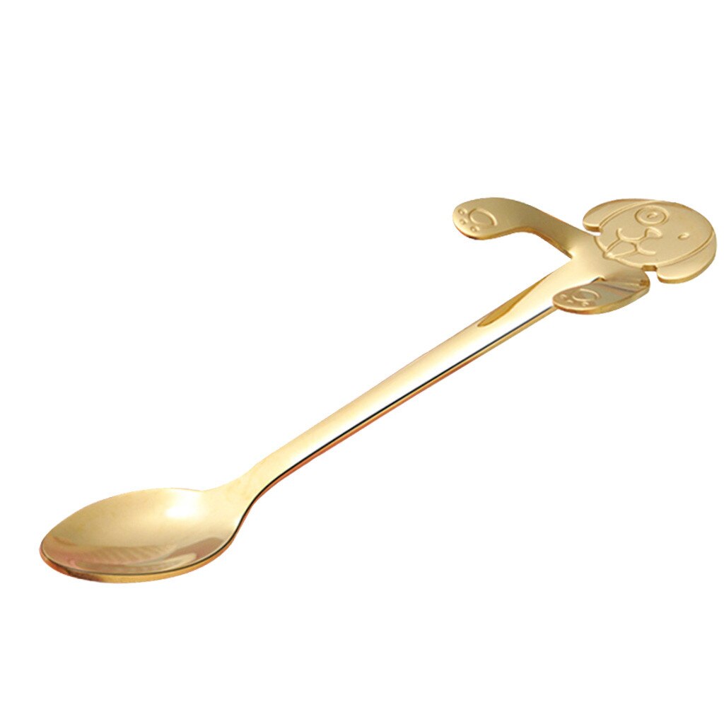 Cute Dog Spoon Long Handle Spoons Flatware Coffee Drinking Tools Kitchen Gadget Kitchen Restaurant Bar Supplies HX0619: b