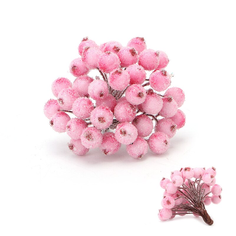 40 stk dekorativ mini jul frostet frugt bær kristtorn kunstig blomst
