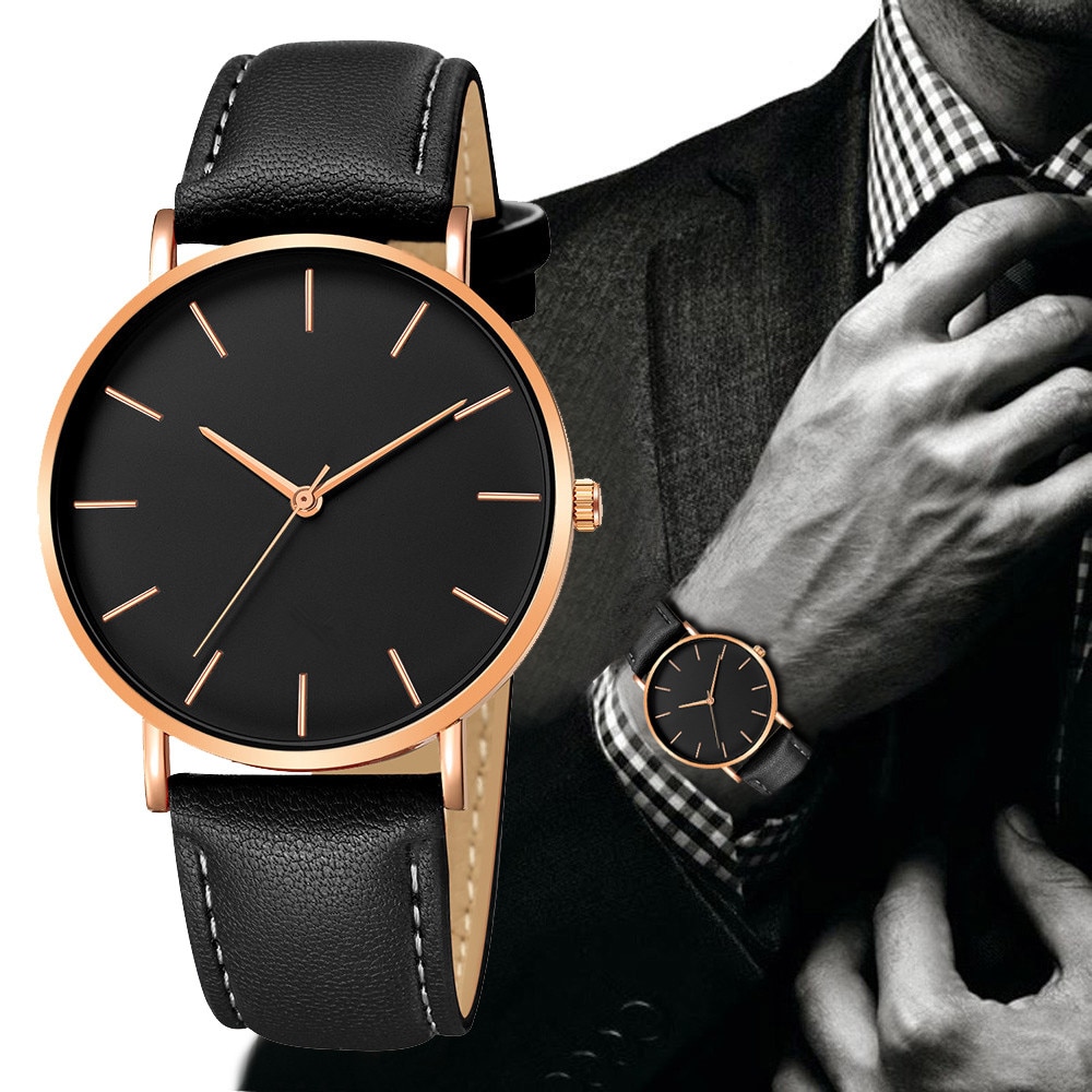 Minimalistische Mannen Quartz Horloge Mode Ultra Dunne Horloges Eenvoudige Mannen Business Lederen Mesh Riem Quartz Horloge Relogio Masculino