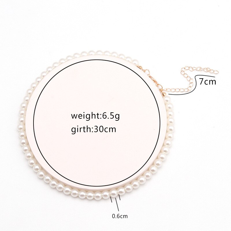 Klassische Elegante Weiß Nachahmung Perle Halsband Halskette Große Runde Perle Hochzeit Halskette für Frauen Charme Schmuck: 6mm