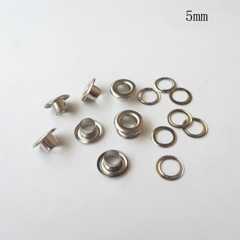 500 Pieces/Batch Copper 4.5/5/6/8/10 Mm Diameter Eyelet Rivet Canvas Button Silver Metal Round Diy Leather Craft Bag Button: eyelet 5mm