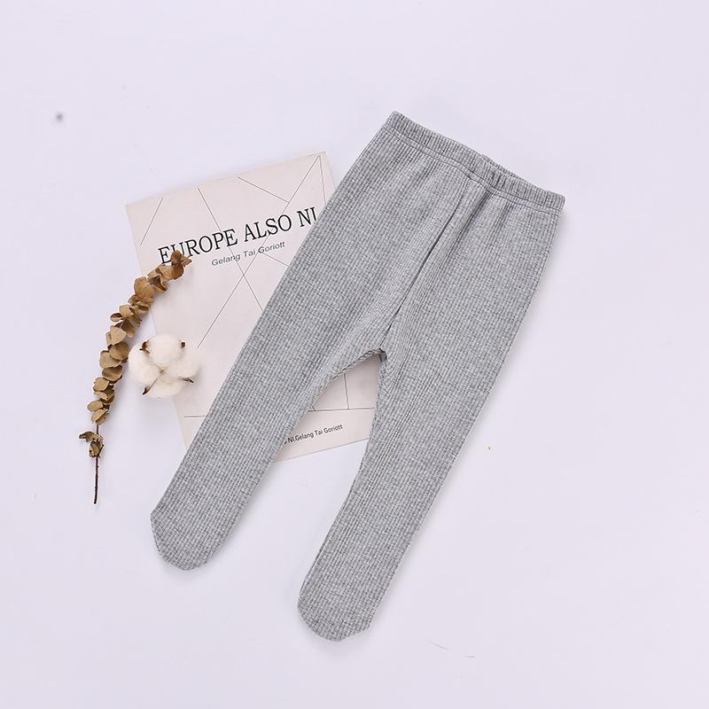 Autumn And Winter Infant Bottoming Pants Pit Strips Plush Cotton Even Feet All Kinds Of Elastic Pantyhose For Boys And girl: Gray / 12M