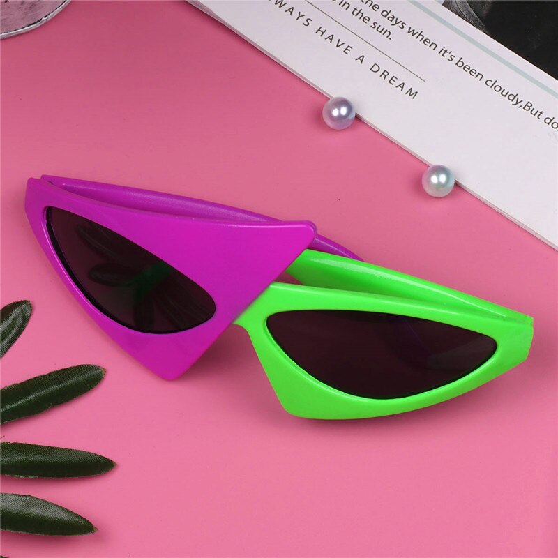 2 Kleur Neon Groen Paars Asymmetrische Glazen Grappige Mode Accessoires Voor Party Halloween Hip-Hop Zonnebril