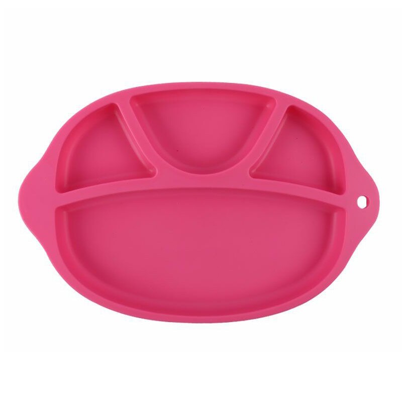 Plato de silicona anti-calientes para la cena del bebé, plato antideslizante de Color caramelo para la alimentación de los niños pequeños, Mantel Individual, Bol, vajilla para niños: Rose Plate