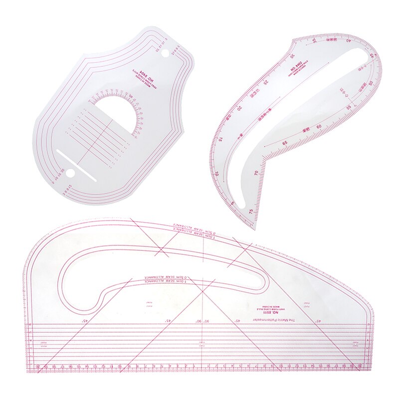 6404/8402/8511 DIY Sewing Sleeve Curve Patchwork Ruler Tailor Tailor Transparent Drawing Template Clothing Cutting Pattern Ruler