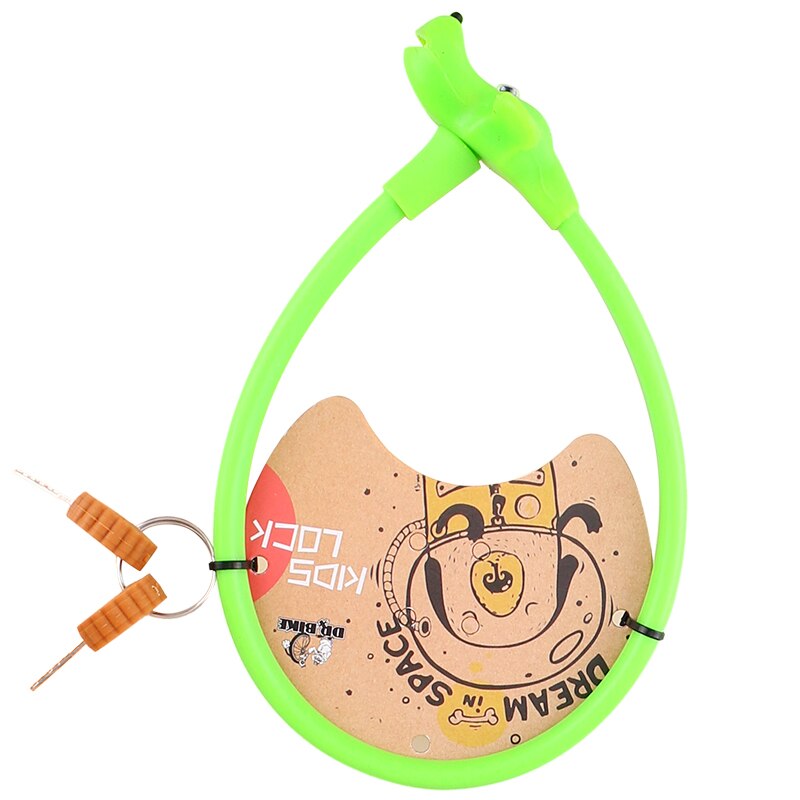 Dr Bike-candado para Cable de bicicleta para niños, con superficie de silicona, de acero, antirrobo, bonito, accesorios para bicicleta: 45cmGreen