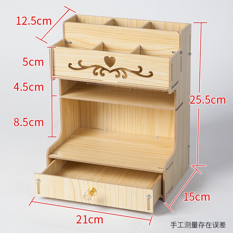Wooden Desk Organizer Multi-Functional DIY Pen Holder Box Desktop Stationary Home Office Supply Desktop Storage Rack: B2