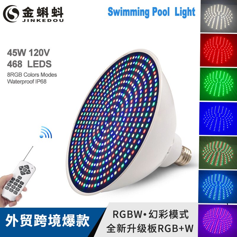 Swimming Pool Light 45w Resin Filled remote control Light Ip68 RGB Synchronous Switch Off/On Halogen E27 Bulb Replacement