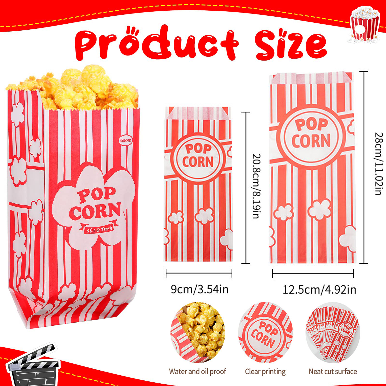 Popcorn emballagepose karnevalstriber poser bulk takeaway mad kopper snack papirposer papir små mini godbidder beholdere forsyninger