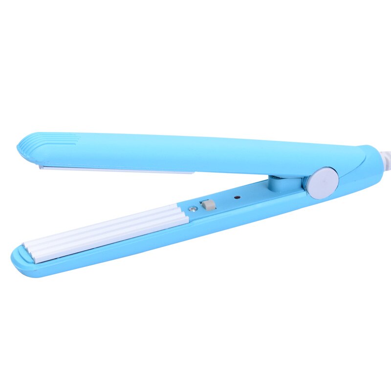 Mini plancha de pelo electrónica plancha de cerámica plancha de hierro corrugado rizador de pelo herramientas de estilismo Multicolor: Blue Curly