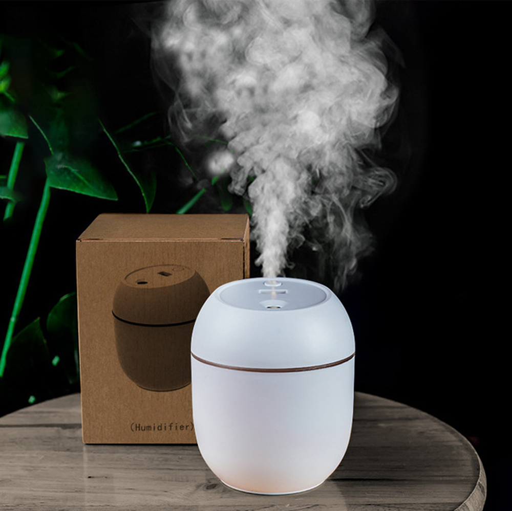 Mini humidificateur électrique 250ml, 1 pièce, diffuseur d'air, USB, intelligent, indicateur LED, 2 modes de pulvérisation, pour voiture, chambre à coucher, bureau: White