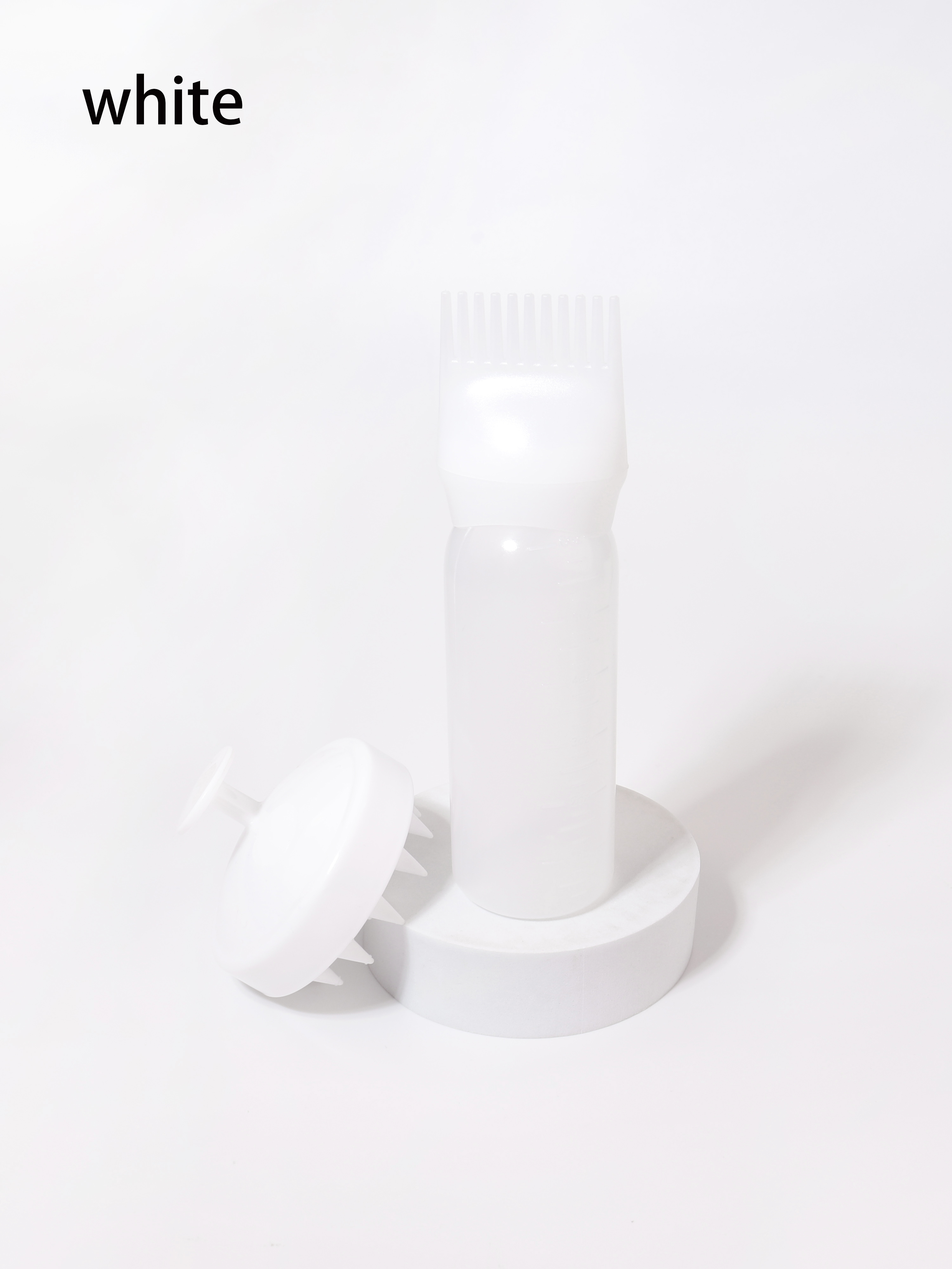 2-piece comb set, root comb application bottle, soft silicone hair brush, scalp exfoliation, massage, suitable for home salon: WHITE