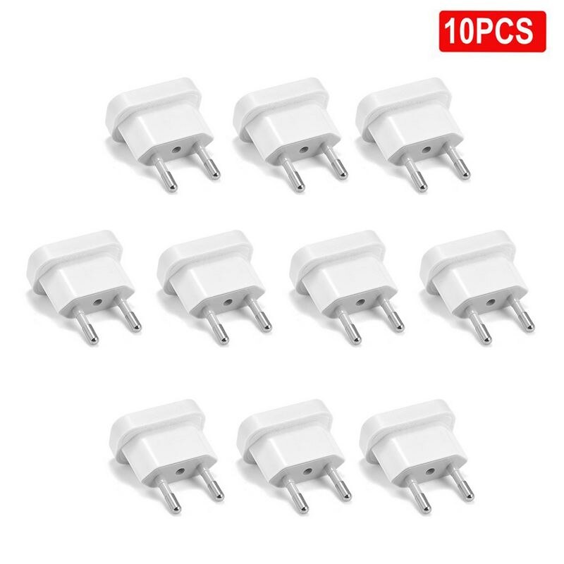 5/10 stk oss til eu støpsel adapter elektrisk adapter eu støpsel omformer kontakter oss kina til eu reiseadapter stikkontakt veggkontakt: 4.0mm / 10 stk hvit