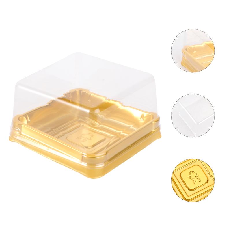 50pcs Carré Transparent Boîtes À Petits Gâteaux Avec Plateau Amovible Boîtes de Gâteau de Lune Jaune D'oeuf Bouffée Conteneur D'or Boîte D'emballage