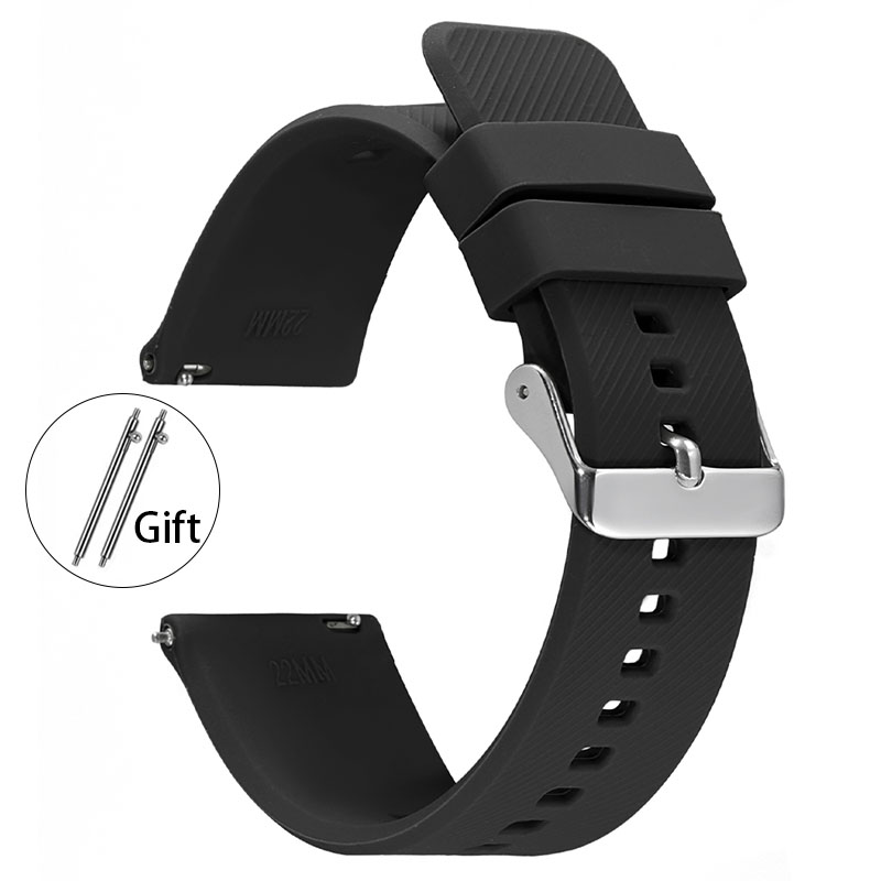 18mm 19mm 20mm 21mm 22mm silikone urrem gummi vandtæt rem hurtigudløser udskiftningsarmbånd sportsblødt armbånd: Hvid sort / 12mm