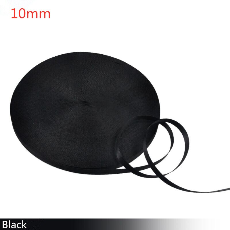 10-50mm brede 5 meter / rulle sort rem polyester / nylon bånd rygsæk stropper tasker håndværk sy taske bælte tilbehør: 10mm