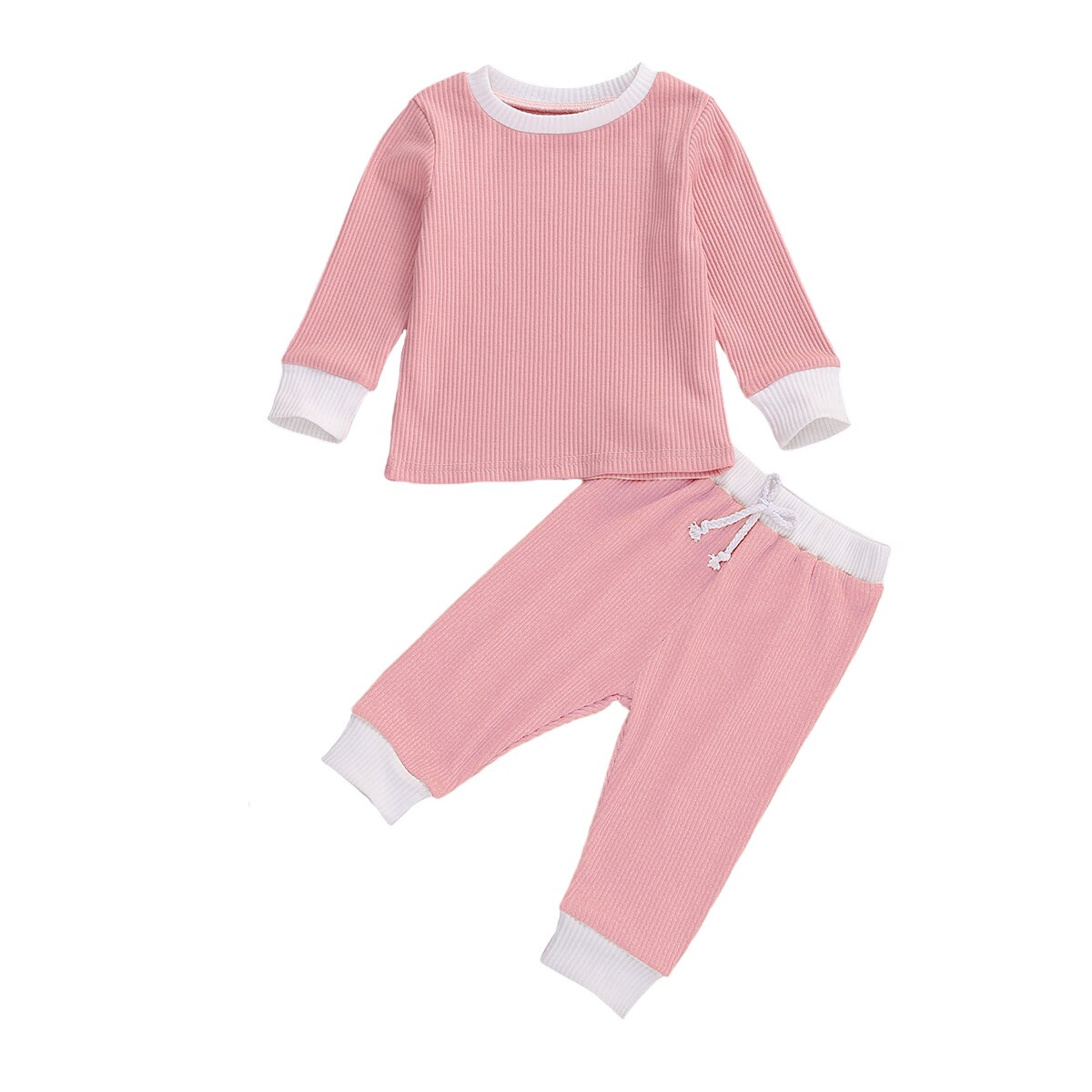 0-24m nyfödda höstkläder baby flickor pojkar kläder set solid långärmad t-shirt och byxor 2 st höstkläder: A / 18m