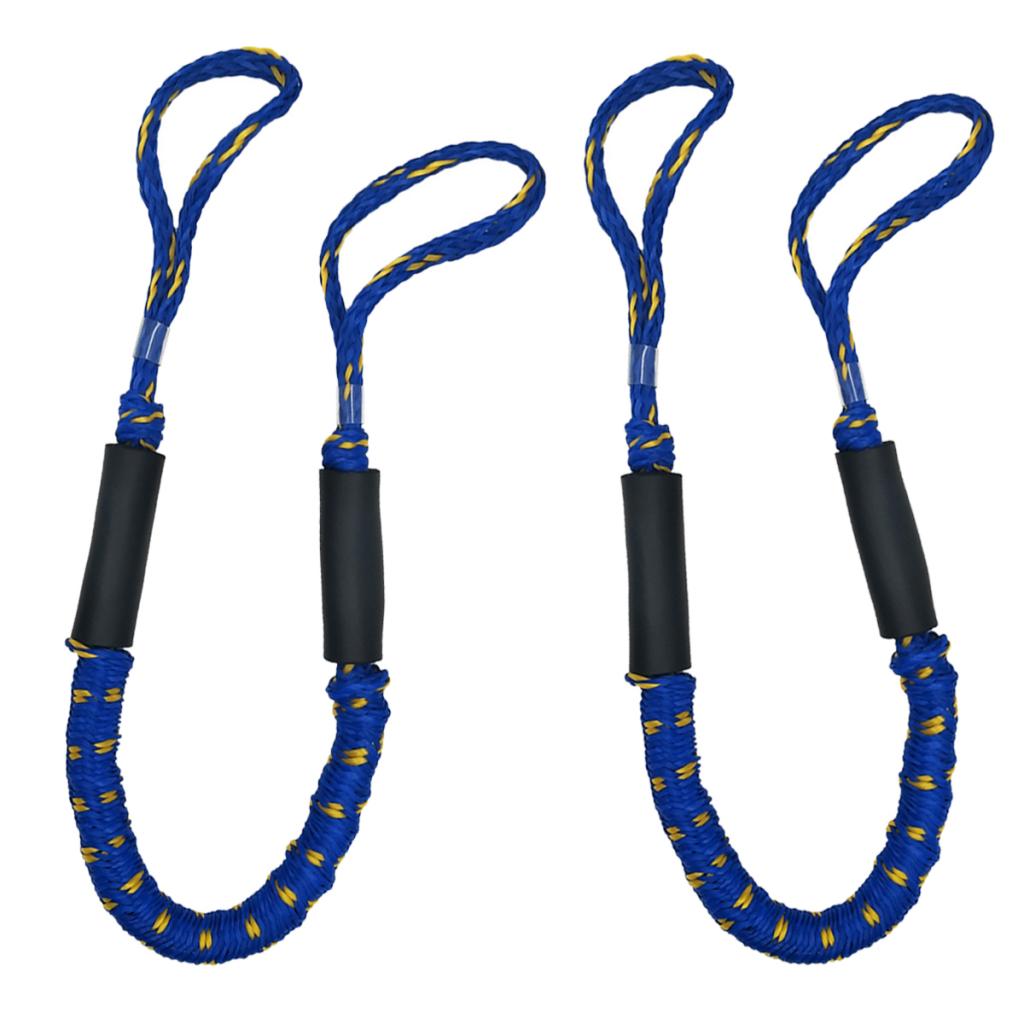 2 stk 122cm kajak tilbehør marine fortøjning reb båd bungee dock line anker reb bungee cord dock line båd tilbehør: Blå gul