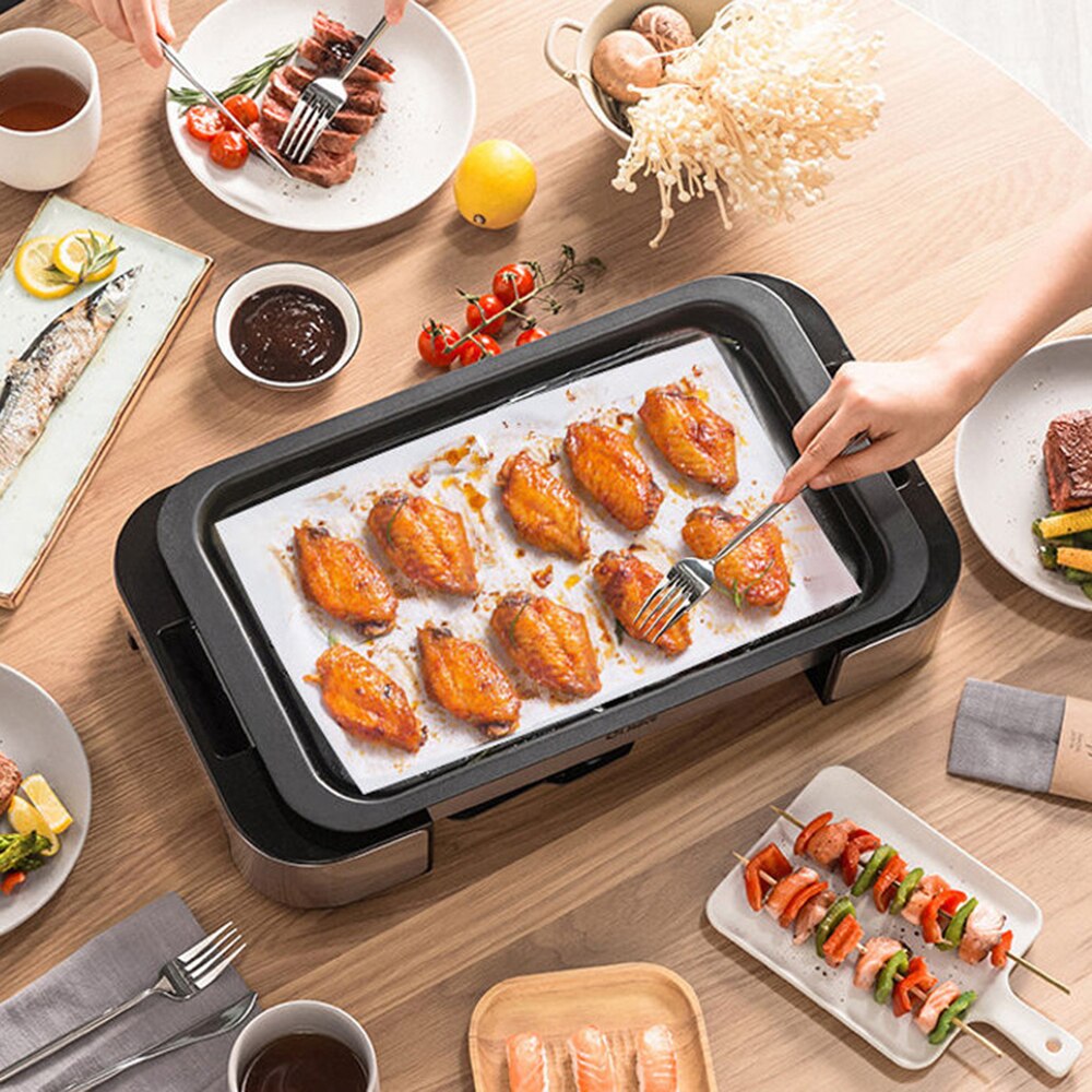 100 pièces papier cuisson Silicone antiadhésif feuilles anti-graisse micro-ondes cuisson