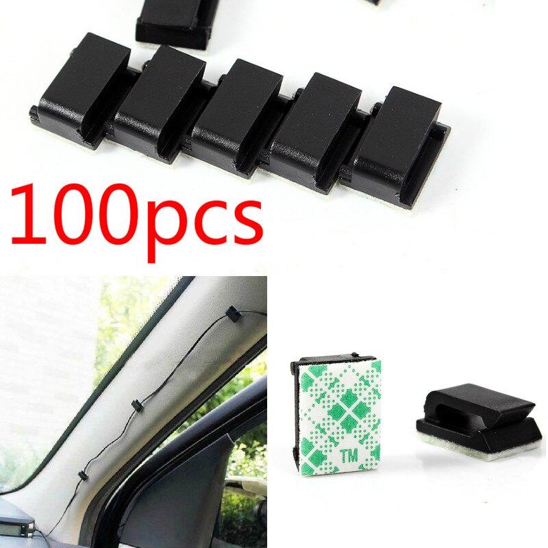 100 Stuks Adhesive Car Cable Clips Cable Winder Wire Tie Fixer Houder Cord Organizer Management Bureau Kabelbinder Klemmen