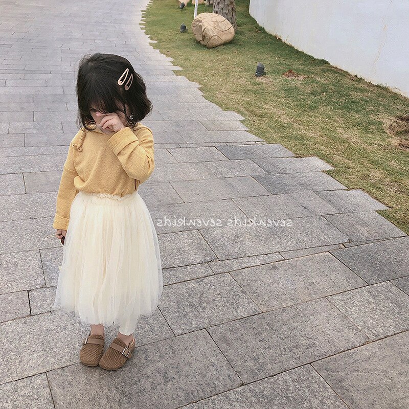 Bebis kläder höst rosa mesh tutu kjol barn prinsessor tjejer tyll kjol pettiskirt födelsedagsfest kawaii kjolar 1-8y